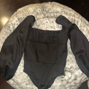 Princess Polly Black Puff Sleeve Bodysuit
